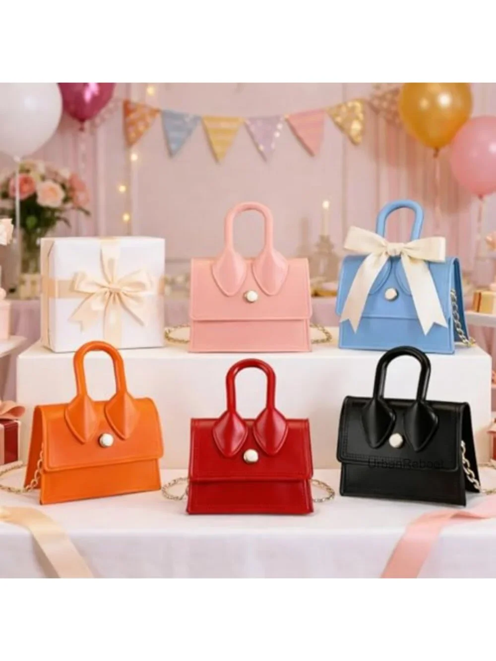 Mini Purse Set 6 Pcs PVC Crossbody Handbag Toddler Girls Party Favors